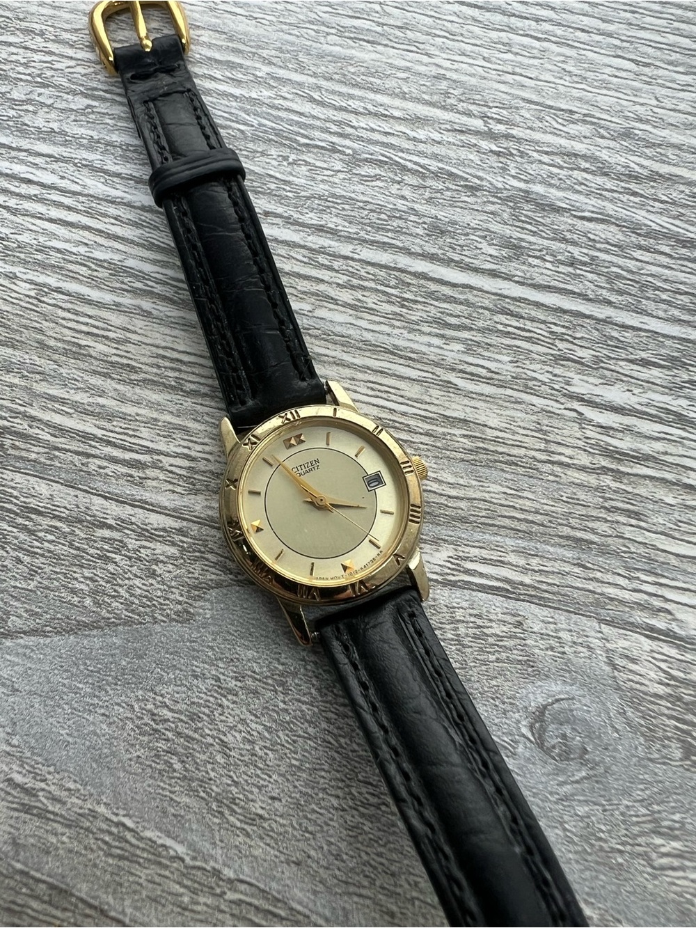 Citizen Women’s Gold-Tone Dress Watch with Black Leather Strap - Picture 2 of 8